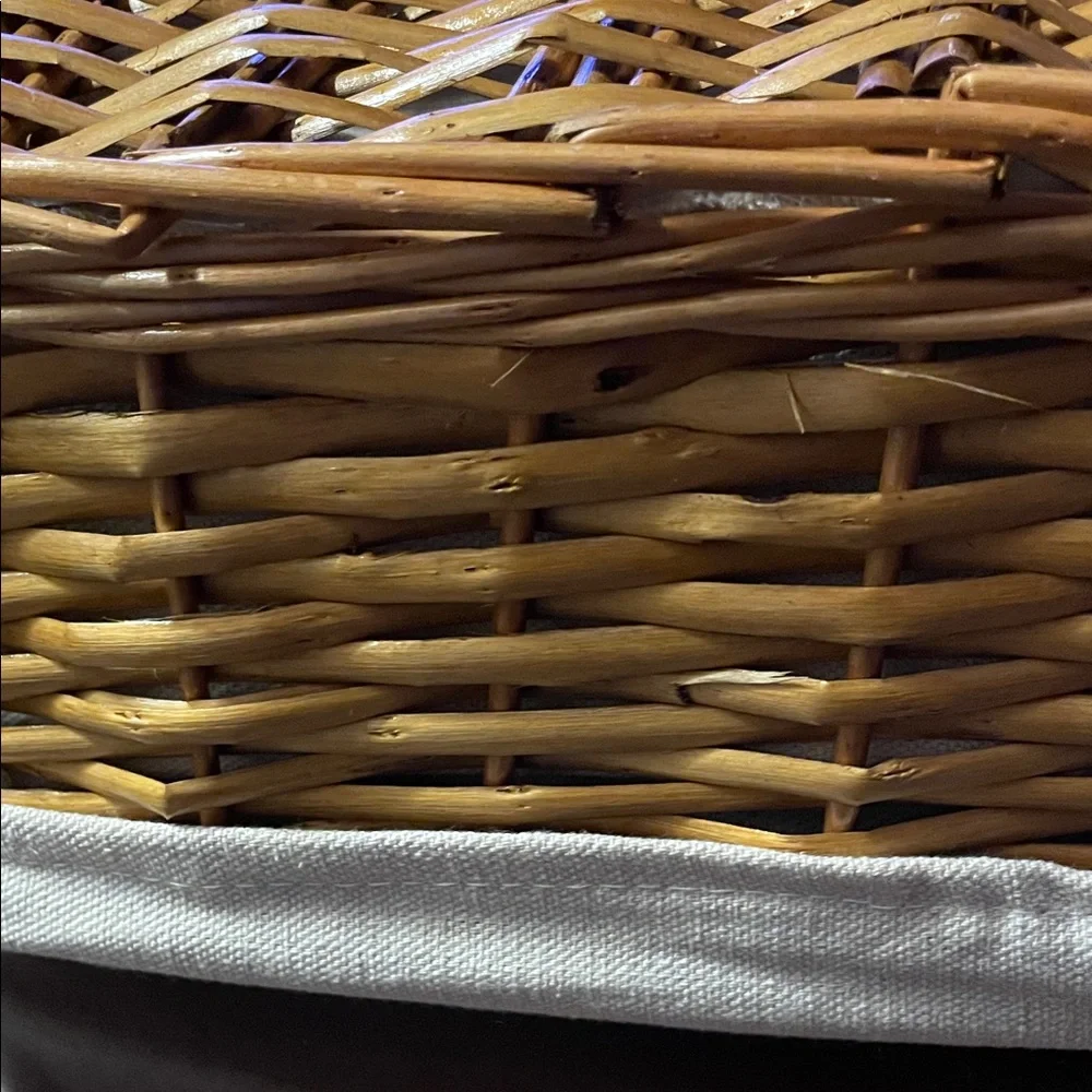 2 Wicker Storage Baskets with Cream Liners